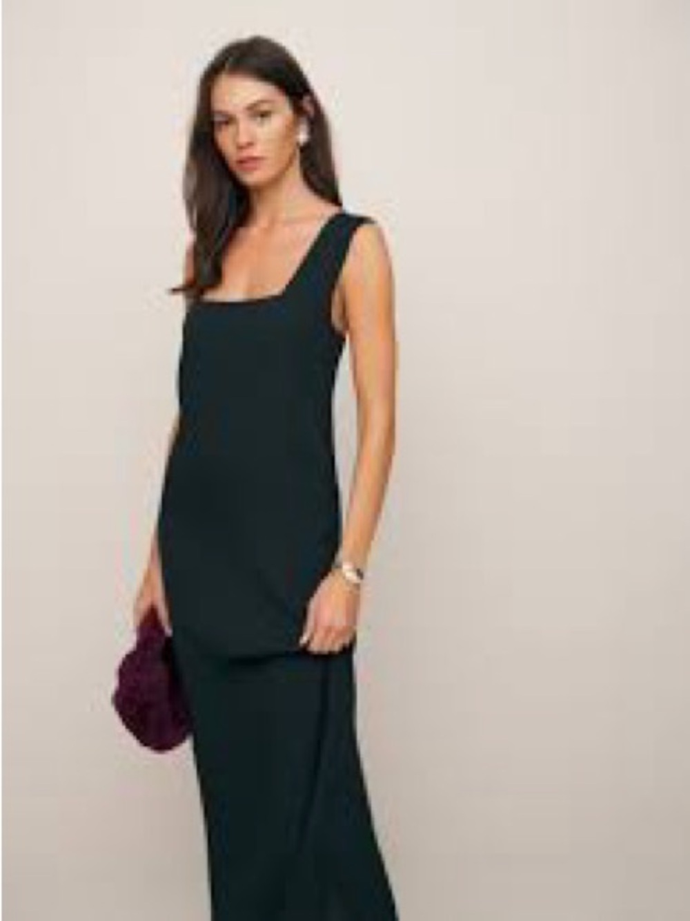 Reformation Black Square-Neck Maxi Dress